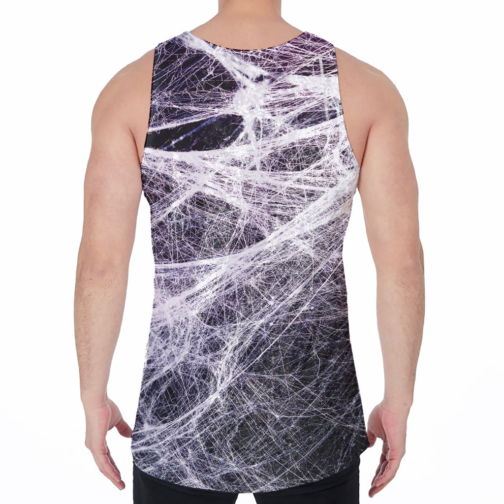 Horror Cobweb Print Men's Velvet Tank Top