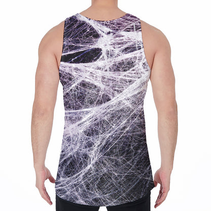 Horror Cobweb Print Men's Velvet Tank Top