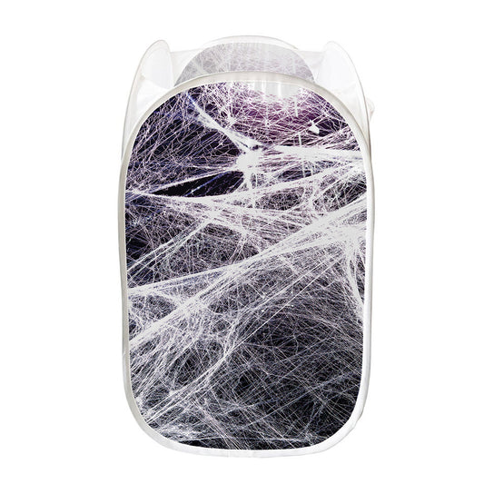 Horror Cobweb Print Mesh Laundry Hamper