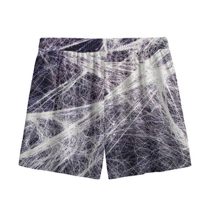 Horror Cobweb Print Mesh Shorts