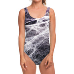 Horror Cobweb Print One Piece Swimsuit