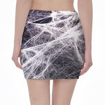 Horror Cobweb Print Pencil Mini Skirt