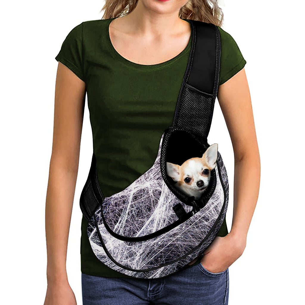 Horror Cobweb Print Pet Sling Carrier