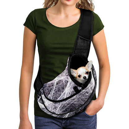 Horror Cobweb Print Pet Sling Carrier