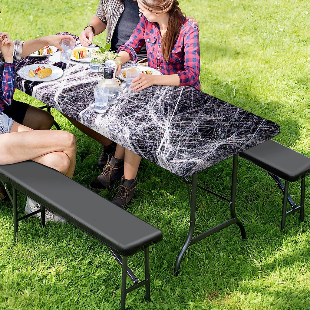 Horror Cobweb Print Picnic Table Cover