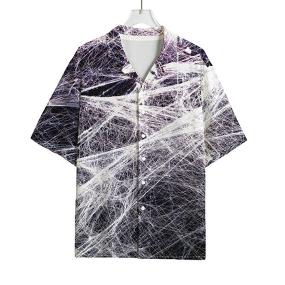 Horror Cobweb Print Rayon Hawaiian Shirt