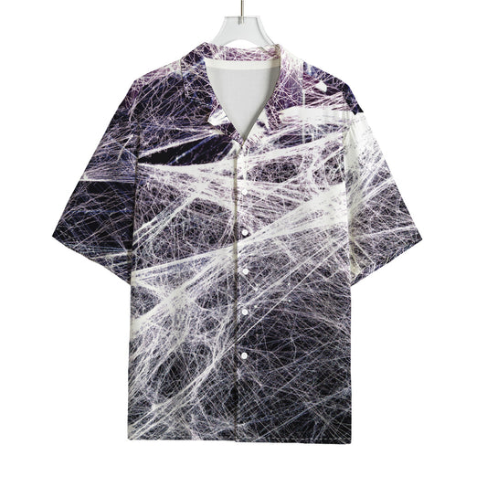 Horror Cobweb Print Rayon Hawaiian Shirt
