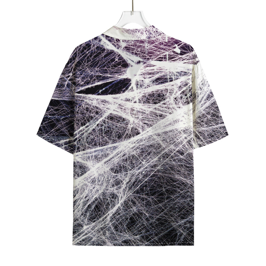 Horror Cobweb Print Rayon Hawaiian Shirt