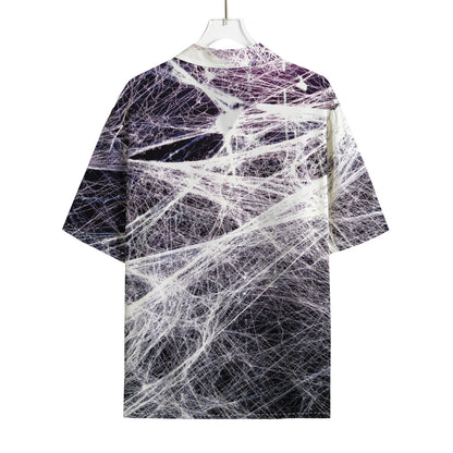 Horror Cobweb Print Rayon Hawaiian Shirt