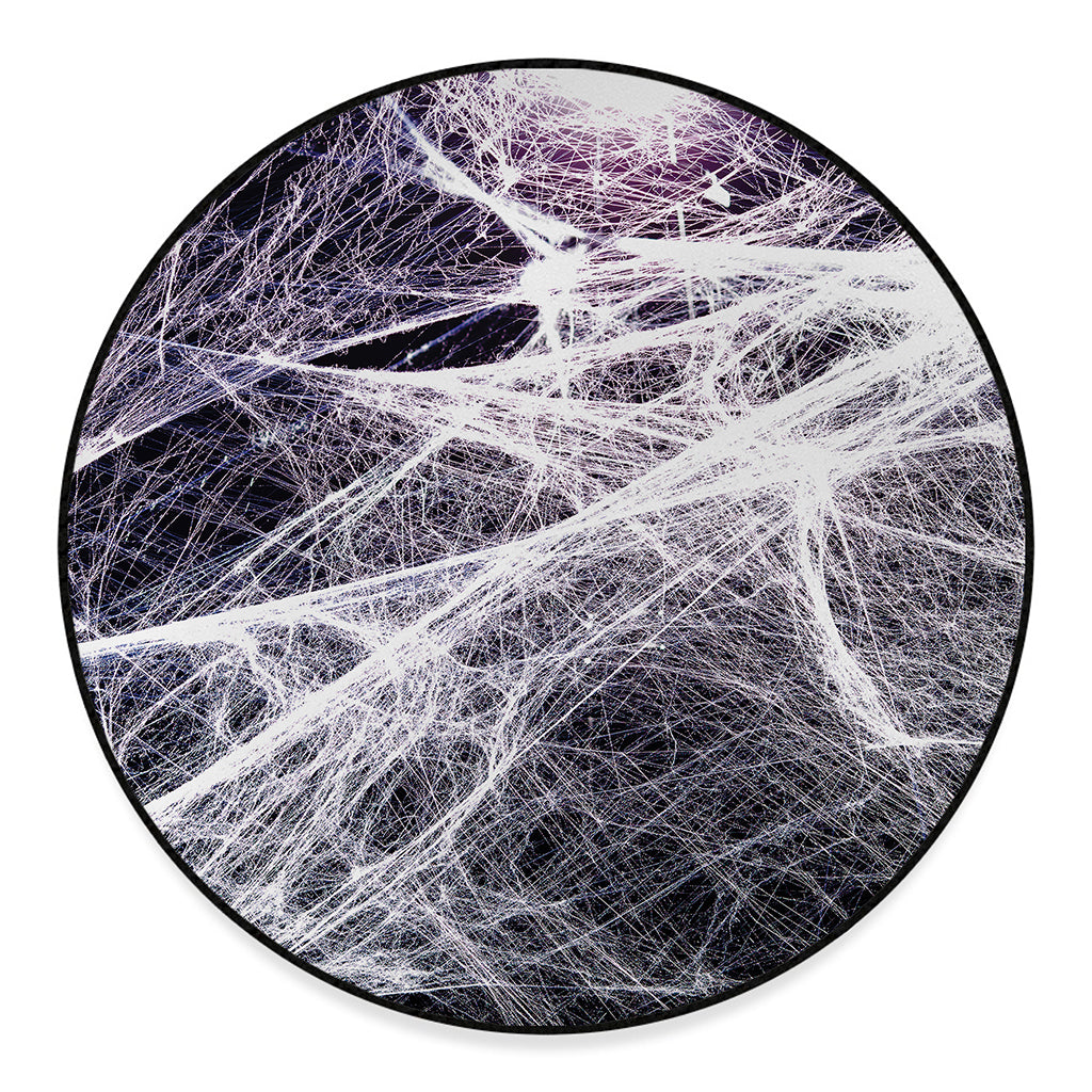 Horror Cobweb Print Round Floor Mat