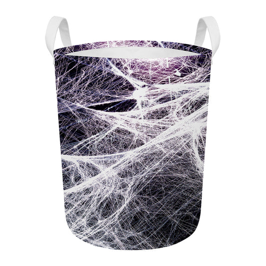Horror Cobweb Print Round Laundry Basket
