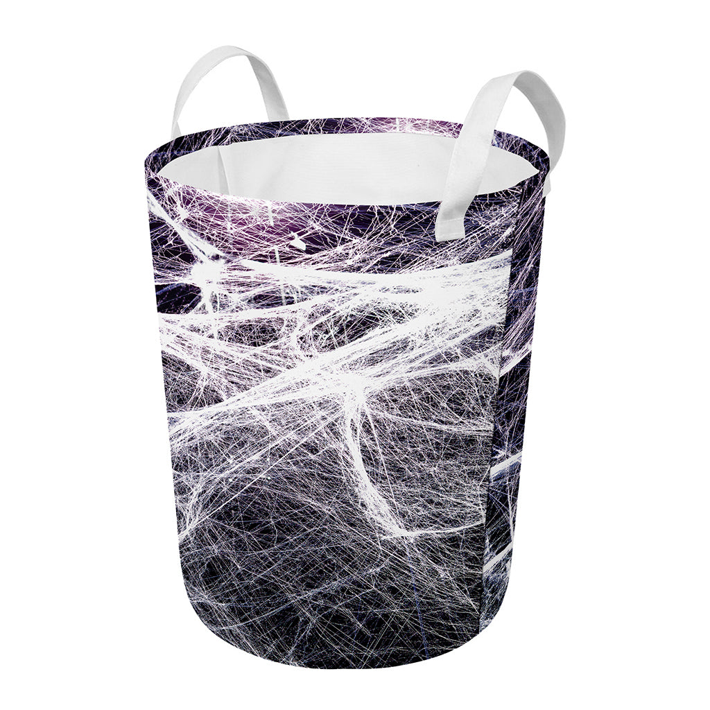Horror Cobweb Print Round Laundry Basket