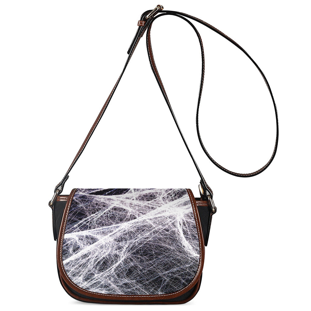 Horror Cobweb Print Saddle Bag