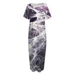 Horror Cobweb Print Short Sleeve Long Nightdress