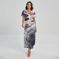 Horror Cobweb Print Short Sleeve Maxi Dress