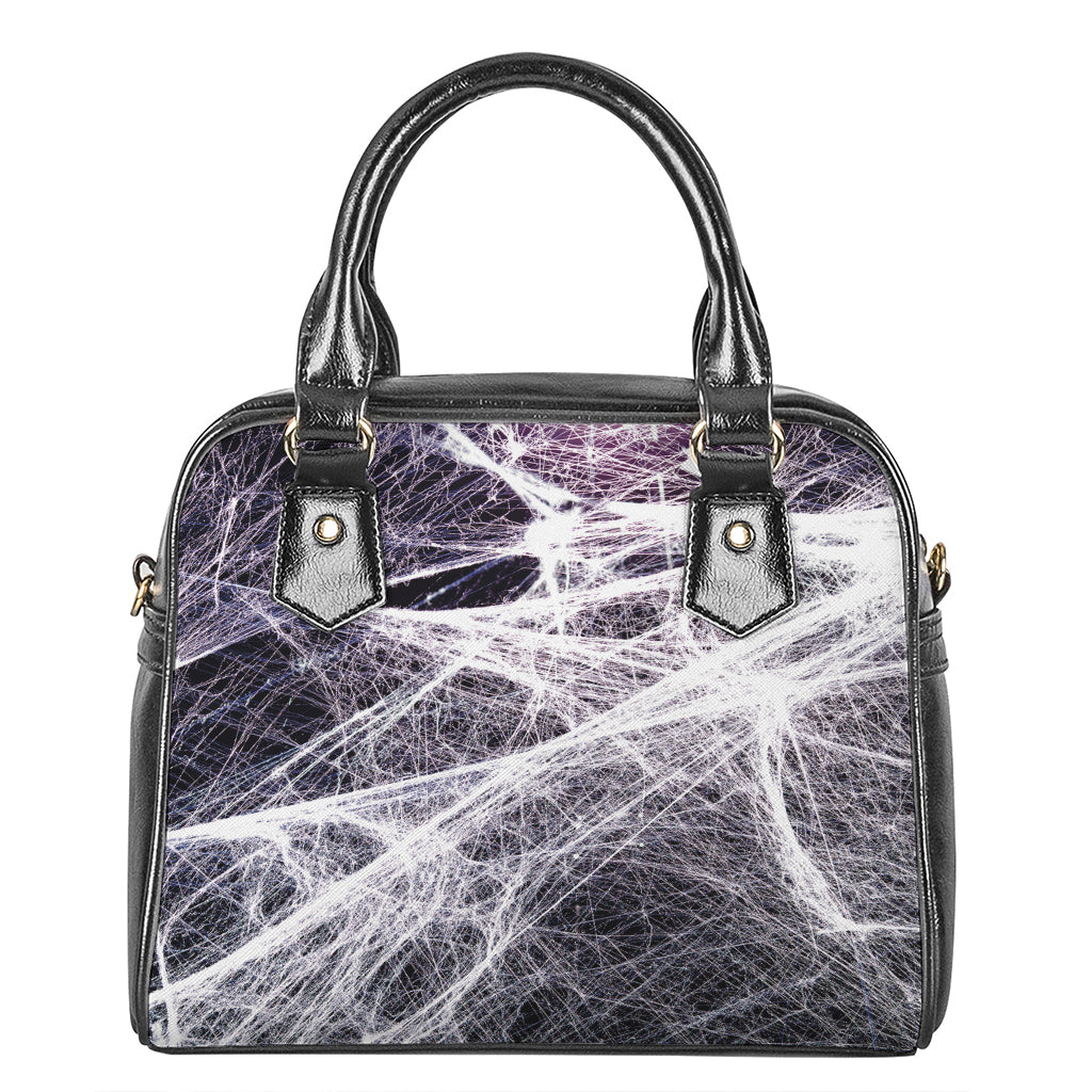 Horror Cobweb Print Shoulder Handbag