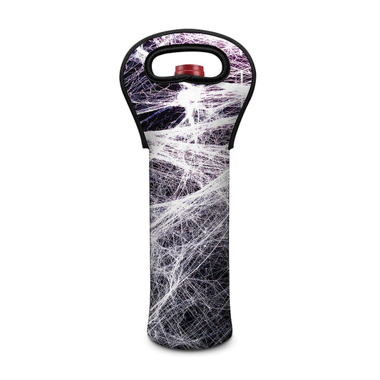 Horror Cobweb Print Single Neoprene Wine Tote