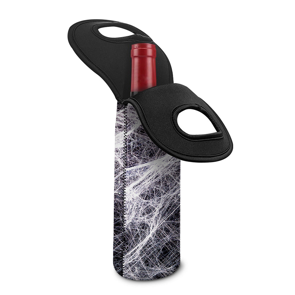 Horror Cobweb Print Single Neoprene Wine Tote