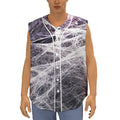 Horror Cobweb Print Sleeveless Baseball Jersey