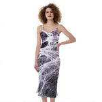 Horror Cobweb Print Slim Fit Midi Cami Dress