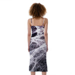 Horror Cobweb Print Slim Fit Midi Cami Dress