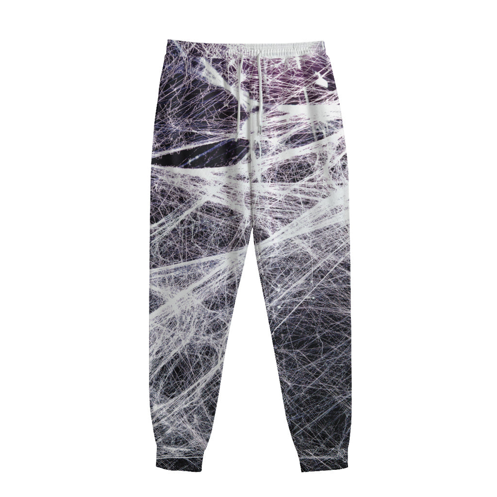 Horror Cobweb Print Sweatpants