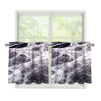 Horror Cobweb Print Tier Curtains
