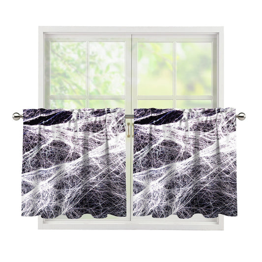 Horror Cobweb Print Tier Curtains