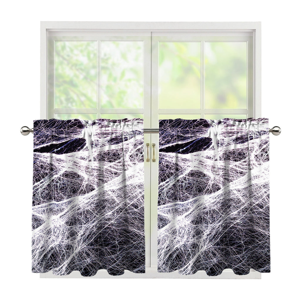 Horror Cobweb Print Tier Curtains