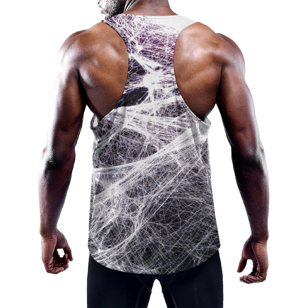 Horror Cobweb Print Training Tank Top