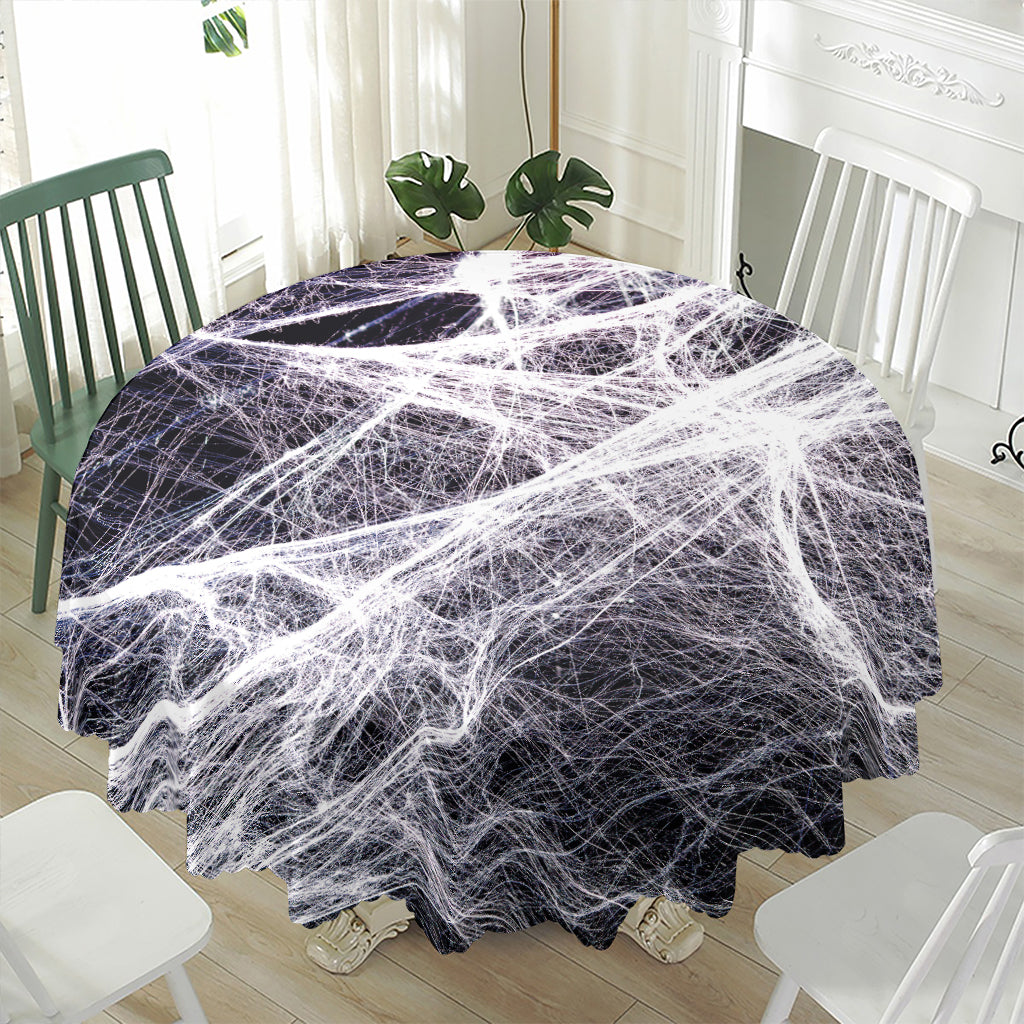 Horror Cobweb Print Waterproof Round Tablecloth