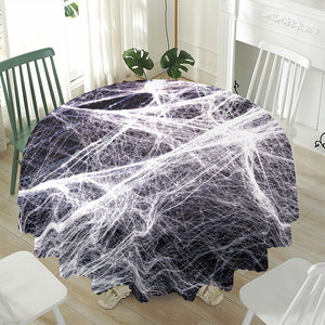 Horror Cobweb Print Waterproof Round Tablecloth