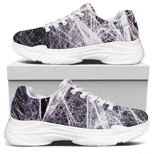 Horror Cobweb Print White Chunky Shoes