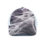 Horror Cobweb Print White Mesh Trucker Cap
