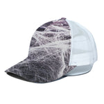 Horror Cobweb Print White Mesh Trucker Cap