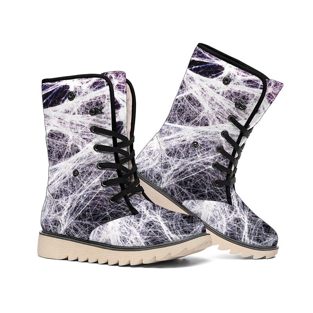 Horror Cobweb Print Winter Boots