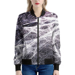 Horror Cobweb Print Women's Bomber Jacket