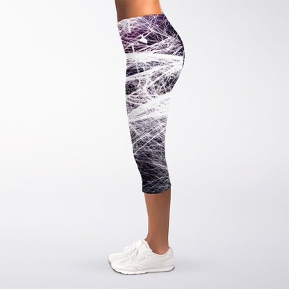 Horror Cobweb Print Women's Capri Leggings