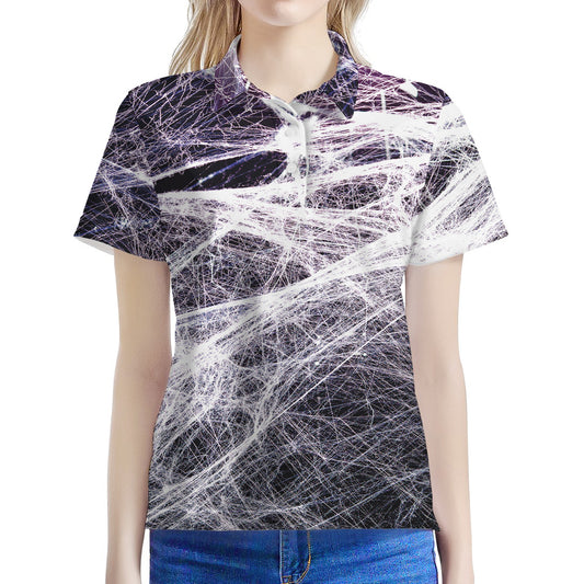 Horror Cobweb Print Women's Polo Shirt