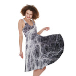 Horror Cobweb Print Women's Sleeveless Dress