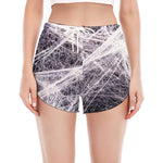 Horror Cobweb Print Women's Split Running Shorts