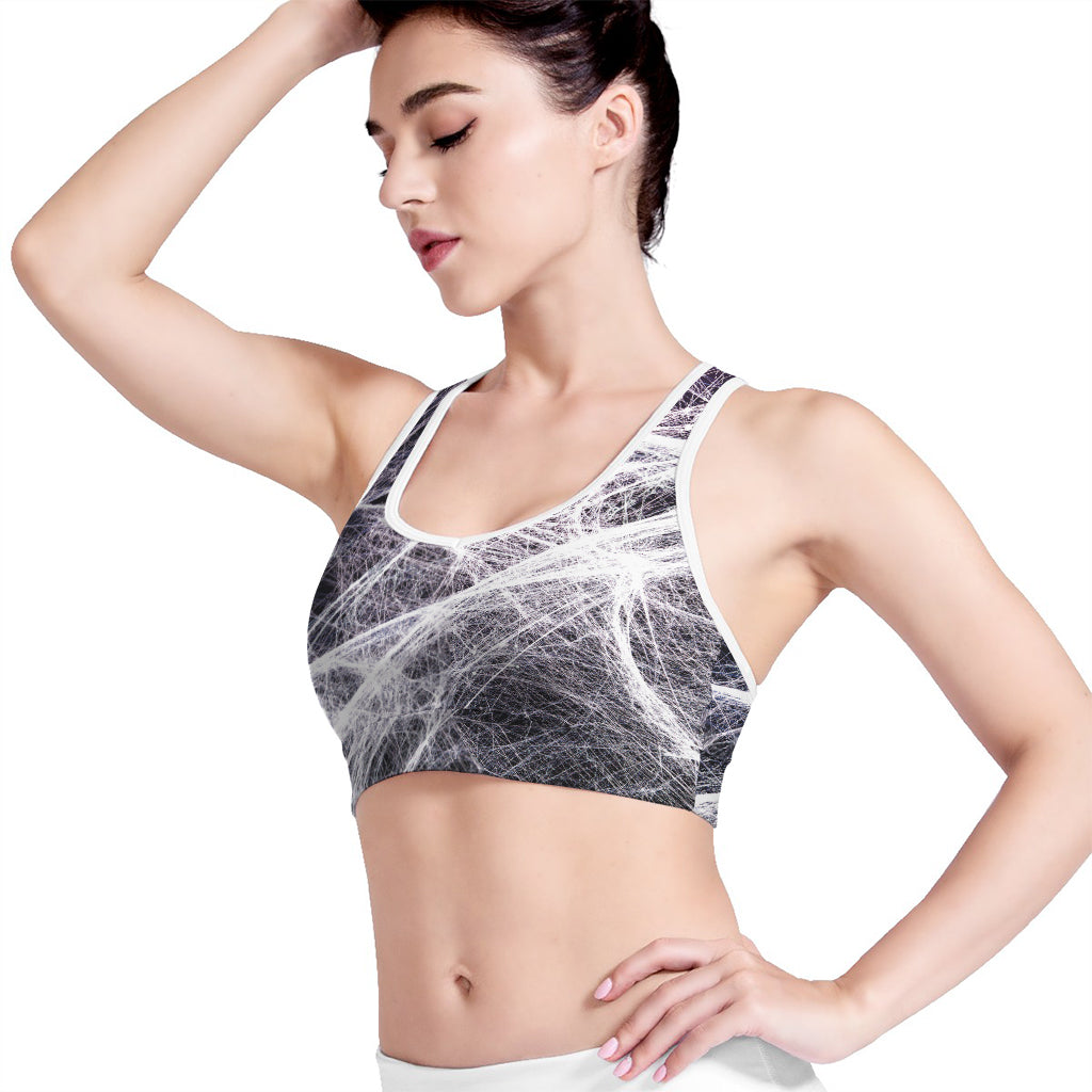 Horror Cobweb Print Women's Sports Bra