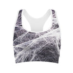 Horror Cobweb Print Women's Sports Bra