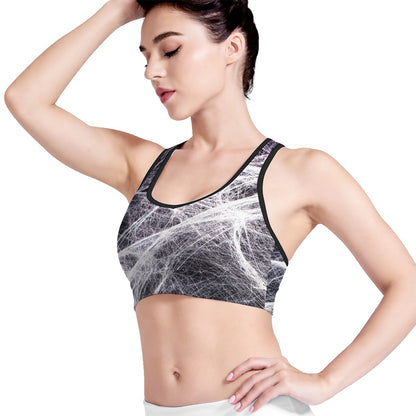 Horror Cobweb Print Women's Sports Bra