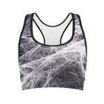 Horror Cobweb Print Women's Sports Bra
