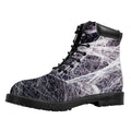 Horror Cobweb Print Padded Collar Lace Up Boots