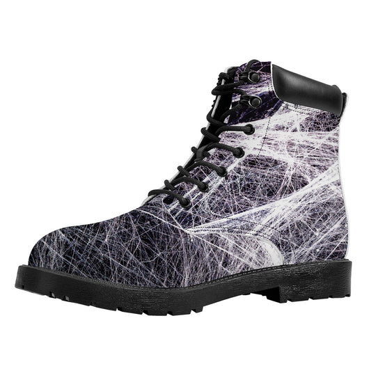 Horror Cobweb Print Work Boots