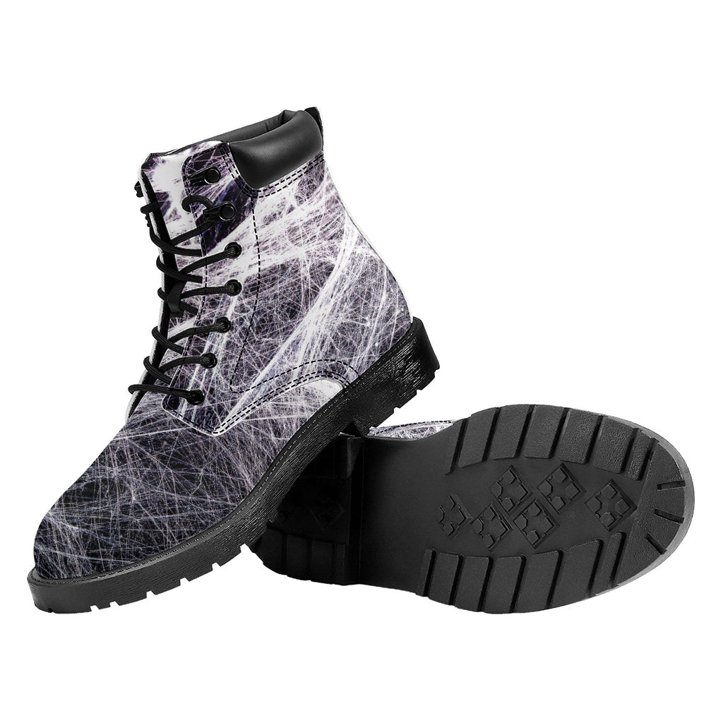 Horror Cobweb Print Work Boots