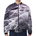 Horror Cobweb Print Zip Sleeve Bomber Jacket