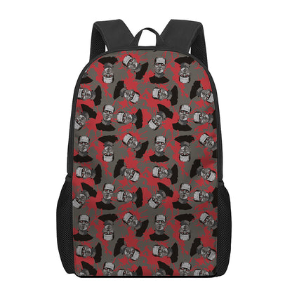 Horror Frankenstein Pattern Print 17 Inch Backpack